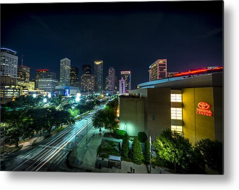 Toyota Center Metal Print featuring the photograph Toyota Center and Downtown Houston by David Morefield