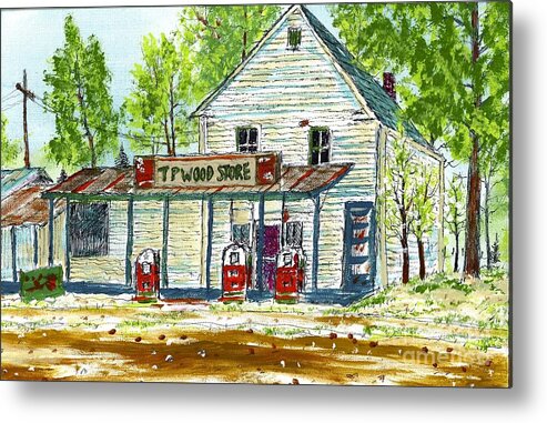 Country Store Metal Print featuring the painting Tp Wood Store by Patrick Grills
