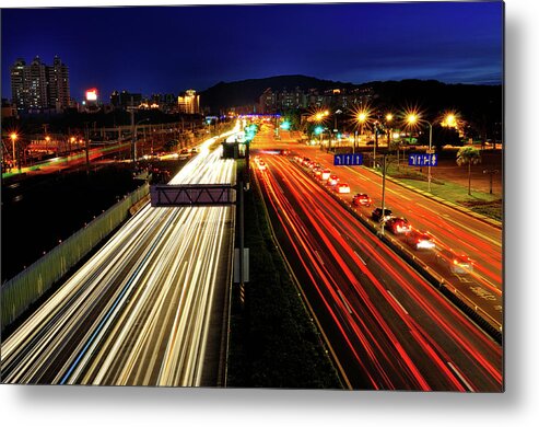 Taiwan Metal Print featuring the photograph Traffic Trails by Photo By Vincent Ting