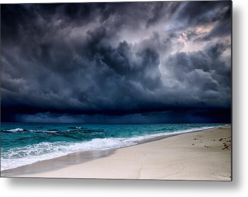Water's Edge Metal Print featuring the photograph Tropical Storm Over The Caribbean Sea by Stevegeer