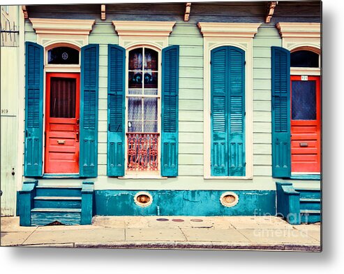 New Orleans Metal Print featuring the photograph Turquoise Shutters by Sylvia Cook