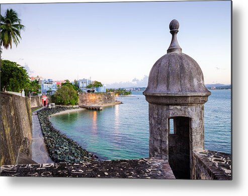 Old San Juan Wall Metal Print featuring the photograph Turret along Old San Juan Wall in Puerto Rico by Gregobagel