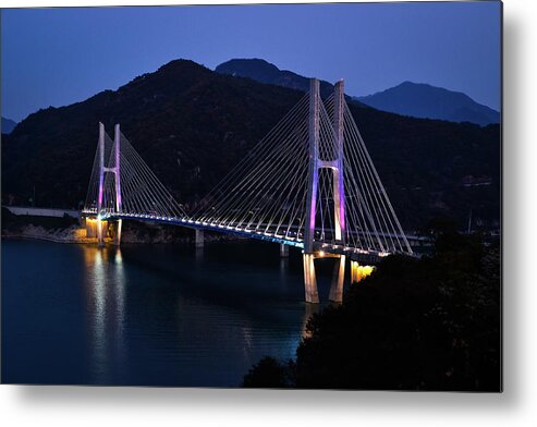 Tranquility Metal Print featuring the photograph Twilight Bridge by Amaya Williams