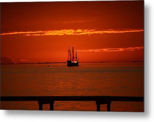 Landscape Metal Print featuring the photograph Two 3-Masted Schooners Sail Off into the Santa Rosa Sound Sunset by Jeff at JSJ Photography