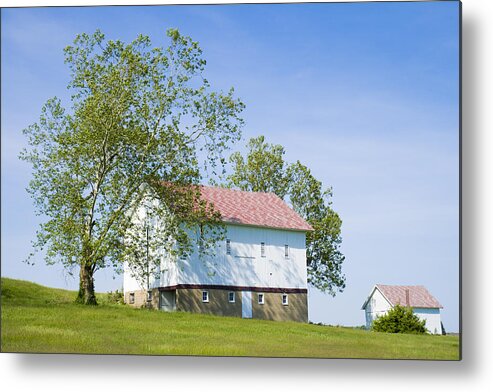 Barns Metal Print featuring the photograph Two Barns by Alexey Stiop