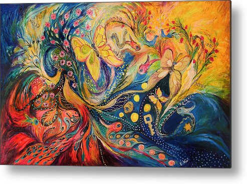 Original Metal Print featuring the painting Two elements by Elena Kotliarker
