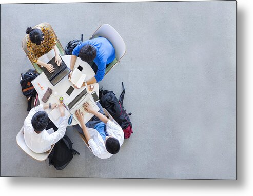Young Men Metal Print featuring the photograph University Students Studying In A Group by Recep-bg
