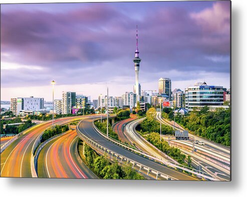 Downtown District Metal Print featuring the photograph Urban Roads With Traffic Leading To by Matteo Colombo