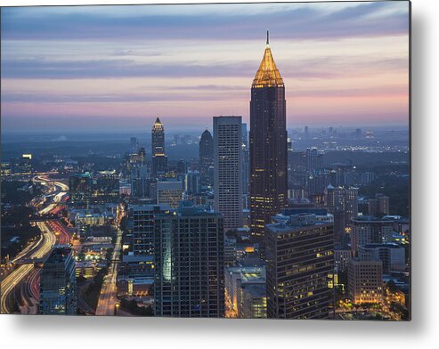 Atlanta Metal Print featuring the photograph USA, Georgia, Atlanta, Cityscape with skyscrapers at dawn by Dermot Conlan