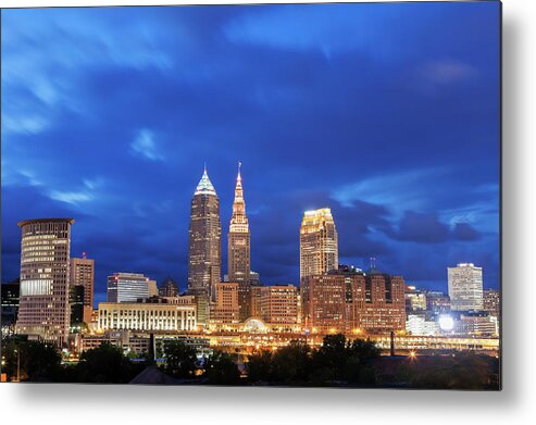 Downtown District Metal Print featuring the photograph Usa, Ohio, Cleveland, City Skyline At by Henryk Sadura