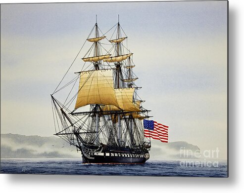 Tall Ship Metal Print featuring the painting Uss Constitution by James Williamson