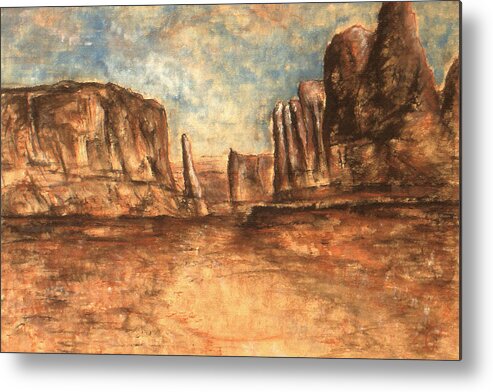 Landscape Metal Print featuring the painting Utah Red Rocks - Landscape Art Painting by Peter Potter