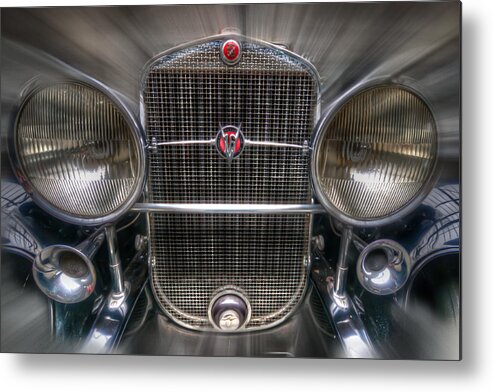 Retro Metal Print featuring the digital art V 16 Cadillac by Nathan Wright