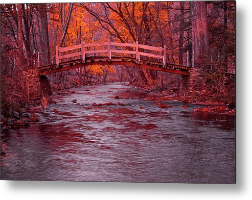 Autumn Metal Print featuring the photograph Valley Creek Bridge in Autumn by Michael Porchik