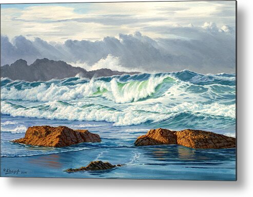 Seascape Metal Print featuring the painting Vancouver Island Surf by Paul Krapf