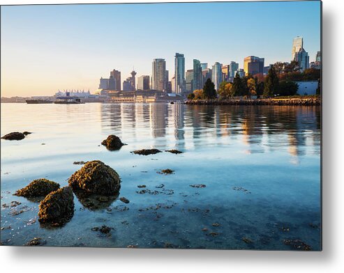 Clear Sky Metal Print featuring the photograph Vancouver Skyline At Stanley Park by Wan Ru Chen
