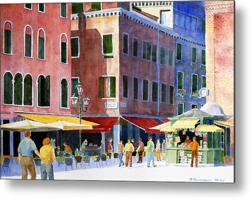 Venice Metal Print featuring the painting Venetian Piazza by Roger Rockefeller