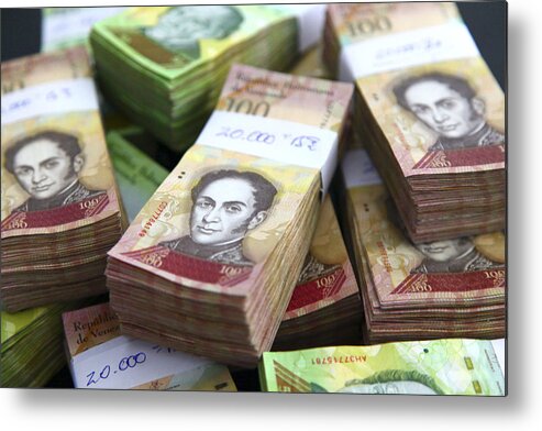 Problems Metal Print featuring the photograph Venezuela. Money problems by Philippe TURPIN