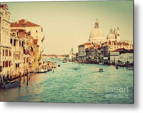 Venice Metal Print featuring the photograph Venice Italy Grand Canal in vintage style by Michal Bednarek