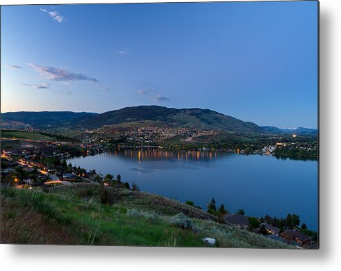 Blue Hour Metal Print featuring the photograph Vernon and Kalamalka Lake at Dusk by Michael Russell