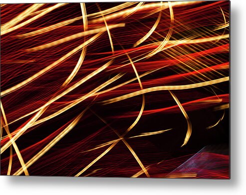 Curve Metal Print featuring the photograph Vibrant Red And Gold Abstract Light by Ralf Hiemisch