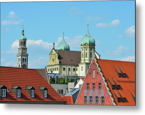 Tranquility Metal Print featuring the photograph View Of Rooftops by Raimund Linke