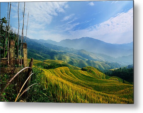 Guangxi Metal Print featuring the photograph Village of Mist 11 by Afrison Ma