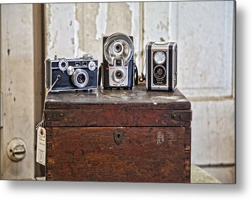 Cameras Metal Print featuring the photograph Vintage Cameras at Warehouse 54 by Toni Hopper