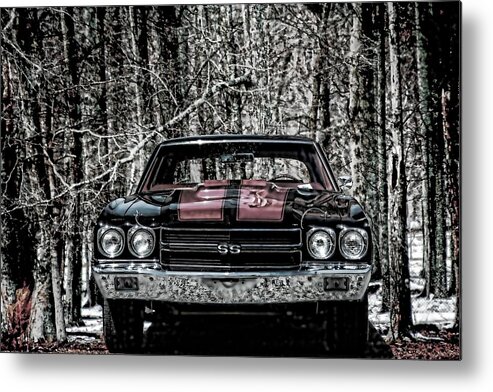 Chevelle Metal Print featuring the photograph Vintage Car Art Chevy Chevelle SS Selective by Lesa Fine