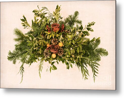 Wreath Metal Print featuring the photograph Vintage Floral Arrangement by Olivier Le Queinec