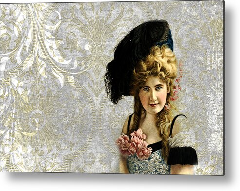 Vintage Portrait Metal Print featuring the photograph Vintage Woman from Early 1900s by Peggy Collins