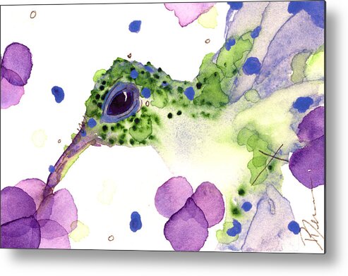 Hummingbird In Flowers Metal Print featuring the painting Violet by Dawn Derman