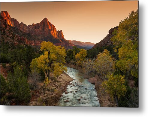 Zion National Park Metal Print featuring the photograph Virgin River by Tassanee Angiolillo