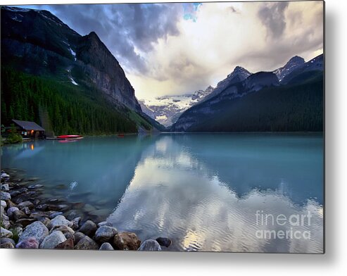 Lake Louise Metal Print featuring the photograph Waiting for Sunrise at Lake Louise by Teresa Zieba