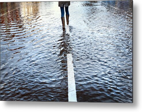 Flood Metal Print featuring the photograph Walk The Line by Linda Wride