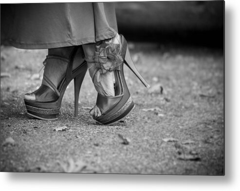 Fashion Metal Print featuring the photograph Walking In High Heels by Ester McGuire