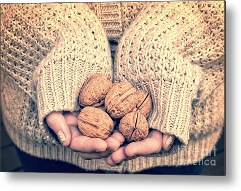 Nuts Metal Print featuring the photograph Wallnuts by Delphimages Photo Creations