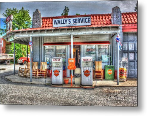 Vintage Metal Print featuring the photograph Wally's Service Station by Dan Stone