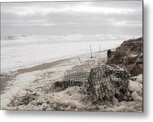 Beach Metal Print featuring the photograph Wash a Shore from storm Saturn by Eugene Bergeron