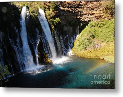 Mcarthur-burney Falls Memorial State Park Metal Print featuring the photograph Waterfall And Rainbow 4 by Debra Thompson