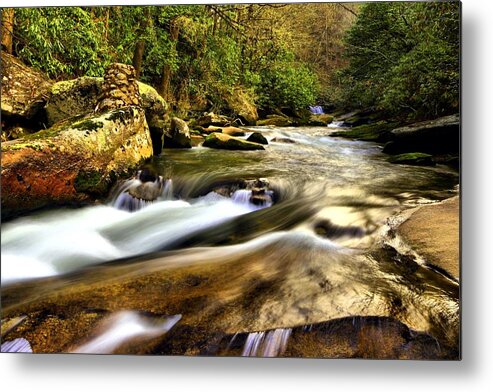 Living Waters Ministiries Metal Print featuring the photograph Waterfall Up River by Carol Montoya