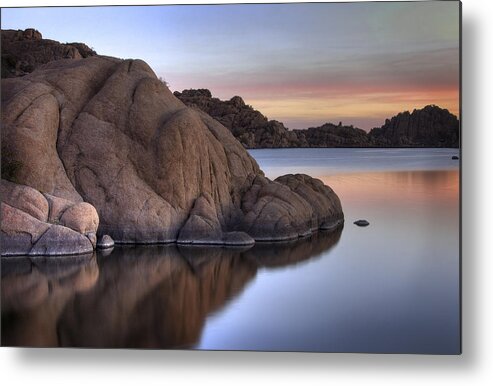 Sunrise Metal Print featuring the photograph Watson Lake Arizona Colors by Dave Dilli