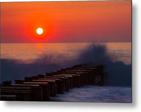  Atlantic Metal Print featuring the photograph Breaking Wave at Sunrise by Allan Levin