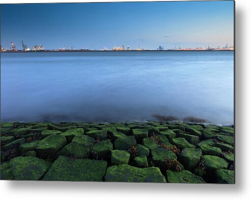 Industrial District Metal Print featuring the photograph Waves Breaking On A Breakwater by Gaps