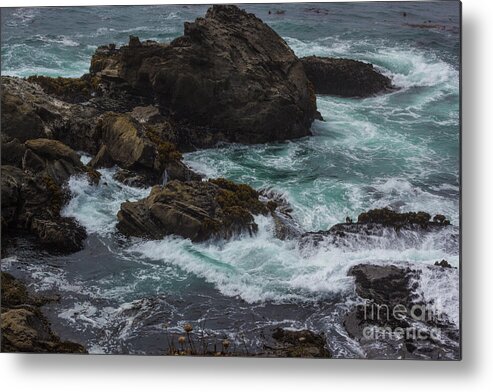 Rocks Metal Print featuring the photograph Waves Meet Rock by Suzanne Luft