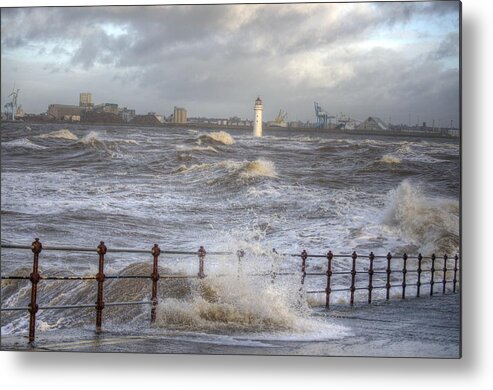 Lighthouse Metal Print featuring the photograph Waves On The Slipway by Spikey Mouse Photography