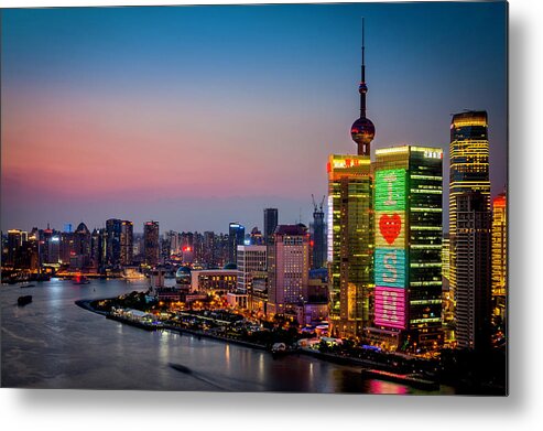 Tranquility Metal Print featuring the photograph We Love Shanghai by Photographer - Rob Smith