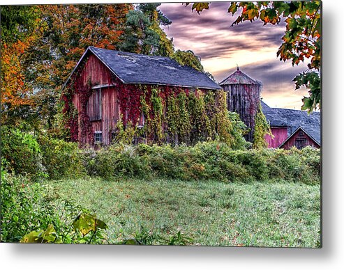 Red Barn Metal Print featuring the photograph Weathered Connecticut Barn by John Vose