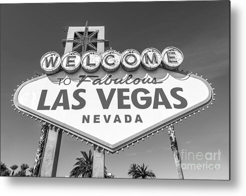 Welcome To Las Vegas Metal Print featuring the photograph Welcome to Las Vegas Sign Black and White by Aloha Art