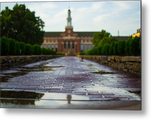 Oklahoma Metal Print featuring the photograph Wet Bricks to the Library by Hillis Creative